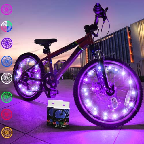 Image of TINANA 2 Tire Pack LED Bike Wheel Lights Ultra Bright Waterproof Bicycle Spoke Lights Cycling Decoration Safety Warning Tire Strip Light for Kids Adults Night Riding