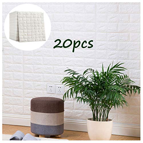 SJMDZZ Selbstklebender 3D Wandaufkleber, Imitationsstein Geprägt 3D Wanddekorplatten DIY Hauptdekoration 3D Ziegeleffekt Tapete für Wohnzimmer, Schlafzimmer, Küche, Büro, TV Hintergrundwand 20pcs Cover