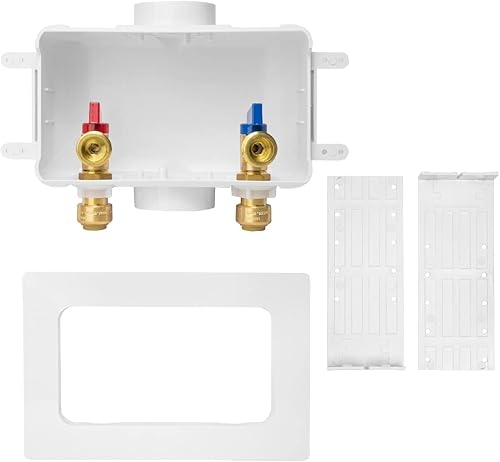 Miniatura 7 de EFIELD Caja de salida prémium para lavadora (lavandería) con drenaje central, conexión a presión de 12 pulgada x 34 pulgadas MHT, color blanco