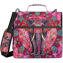 Elephant Totem Zipper Binder 3 Ring with Shoulder Strap and Multiple Pockets File Folder Organizer Storage Tote Bag for School and Office