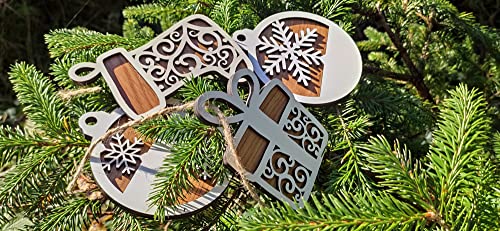 15 piezas decoraciones de Navidad de madera del copo de nieve, adornos de madera colgantes adornos de árbol de Navidad decoraciones de Navidad Cover