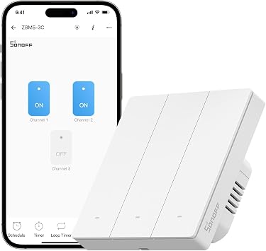 SONOFF Zigbee Smart Light Switch, Requires SONOFF Zigbee Hub, Smart Switch, No Neutral or with Neutral, APP Remote Control, Zigbee Switch ZBM5 86-Type, 3 Gang
