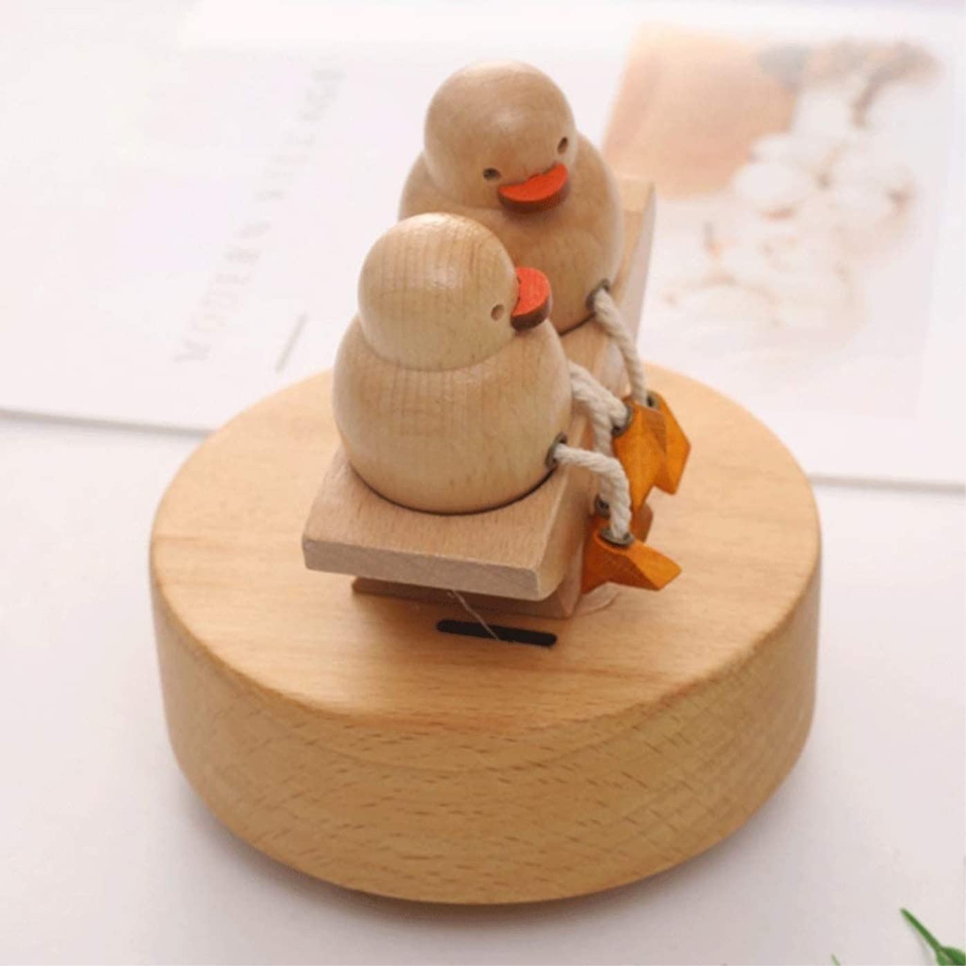 Caja De Musica Caja Musical Caja De Música De Madera Hecha A Mano Love You Duck Music Box para Navidad Cumpleaños Acción De Gracias Caja De Música