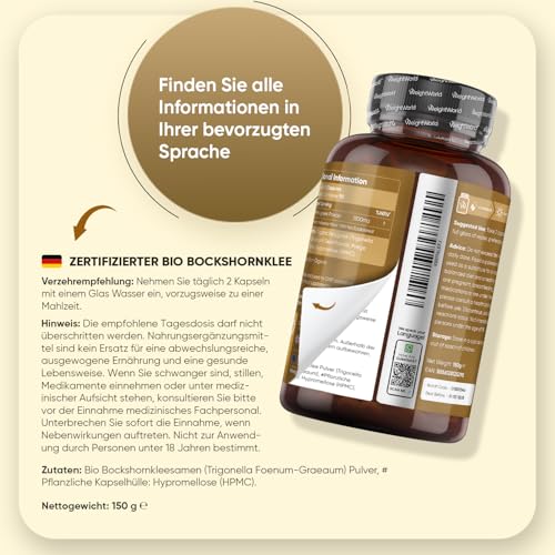 Foto von WeightWorld Bio Bockshornklee Kapseln - 750mg pro Kapsel - 3 Monate Vorrat