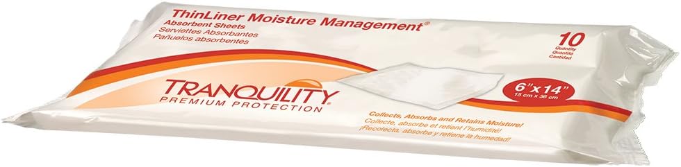 Tranquility ThinLiner Moisture Management Sheets, 6 x 14 Inch - 1/Case of 200
