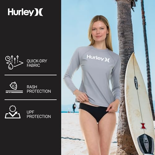 Image of Hurley Rash Guard for Women, Womens Rash Guard Long Sleeve Shirts, Rashguard Swim Shirt Women UPF 50+ SPF & UV Protection
