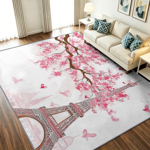 Tapis lavable en machine antidérapant motif cerisier