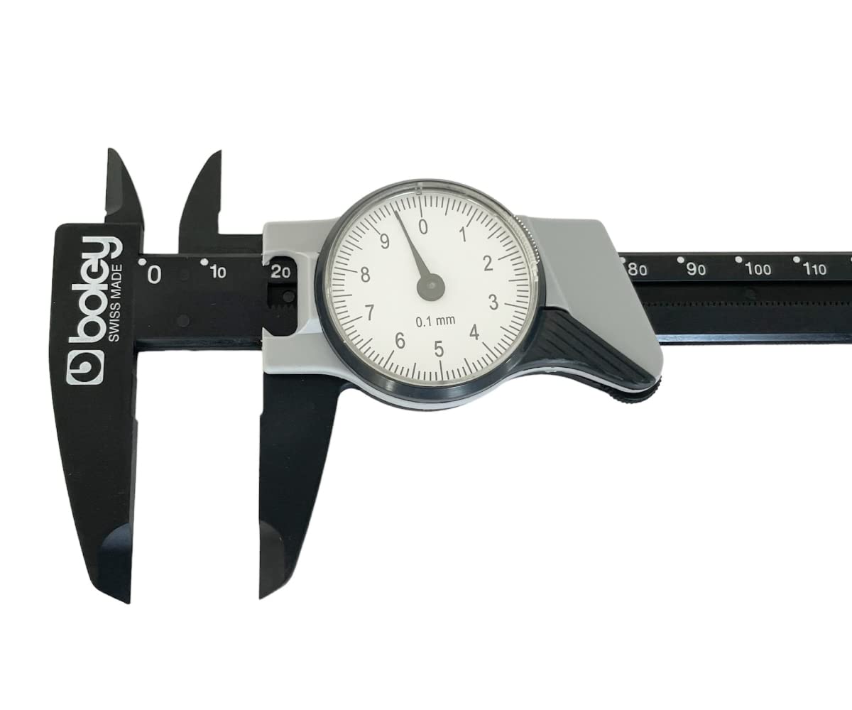 BUZZUFY Calibro di precisione in plastica con orologio analogico 0-150 mm per orologiai, Nero , L