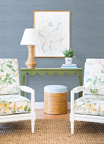 Classic Faux Grasscloth Peel And Stick Wallpaper, Mineral Blue #TOP3