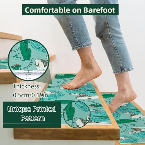 Alfombras para escaleras de interior en madera pack de 15 alfombrillas decorativas con llamas 4