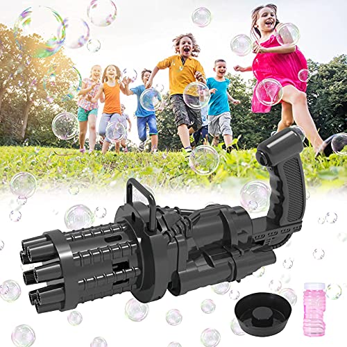 Ronly Bubble Gun,Gatling Bubble Machine Bubble Gun,8-Hole Automatic Bubble Maker Machine Bubble Gun,2021 New Cool Toys Gift for Kids,Children's Bubble Gun for Summer Outdoor Activities(Black)