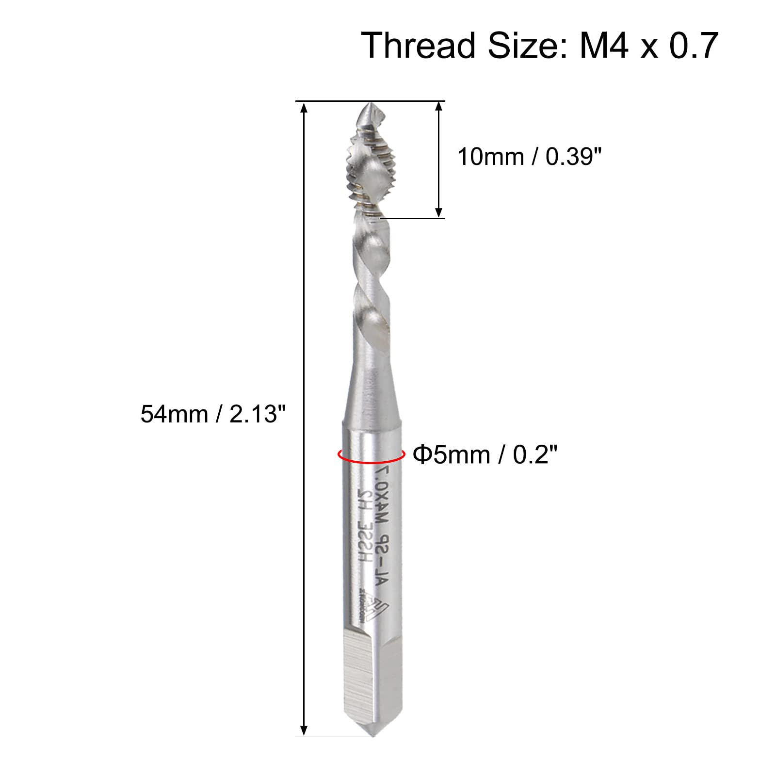 MACHSWON Spiral Flute Thread Tap M4 x 0.7mm, for Processing Blind Holes and Sticky Materials, H2 Tolerance - Image 2
