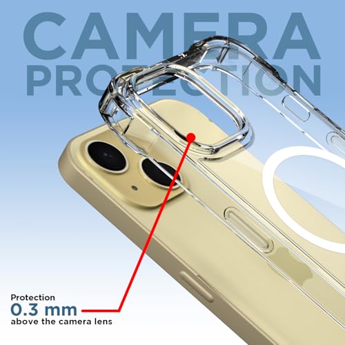 Image of Amazon Basics Back Cover for iPhone 15 Plus Mag-Safe Shockproof PC + TPU Protective Case Magnetic Support Bumper Case (Transparent Mag-Safe)