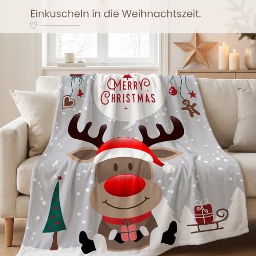 MTOnlinehandel Kuscheldecke flauschig 150x200 cm, Merry Christmas Wohndecke, Geschenke für Kinder, Geschenke für Frauen… – Ansicht 5
