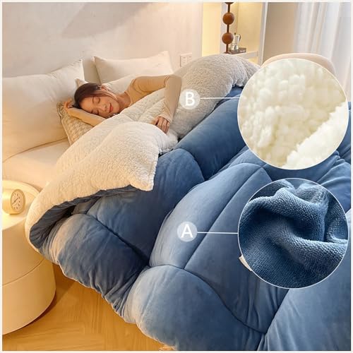 Edredón nórdico tacto cordero cachemira colcha de invierno premium gruesa y suave para cama 150 4