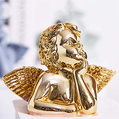 Wll-Dp Heavy Books Angel Look Book Ends, Office School Shelves Home Decorative Bookends, Bookend Supports Book Stoppers, 1 Pair,Gold #TOP6
