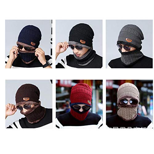 Gorro masculino de tricô KesYOO de crânio de inverno com forro de lã grossa e despojado (cinza escur