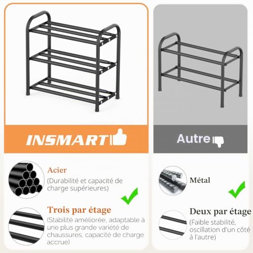 Meuble à chaussures extensible de 43 à 78 cm de large en métal - 8