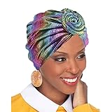 Los turbantes para mujer están hechos de tela suave con alta elasticidad. Talla única que se adapta a la mayoría de las mujeres y no hará que tu cabeza se sienta apretada porque las diademas son suaves, ligeras y transpirables, no se decoloran y no se forman bolas, cómodas y fáciles de llevar.
