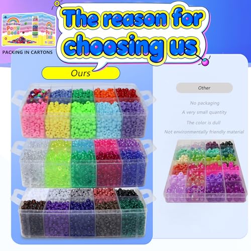 JULIMAIDONG 11000Pcs Pony Beads, Beads for Bracelets Making, Multi-Colored Hair Bead for Hair Braids, 30 Colors Kandi Friendship Bracelet Bead Jewelry Making Kits for Craft (30Color(11000PCS)) by JULIMAIDONG - Image 4