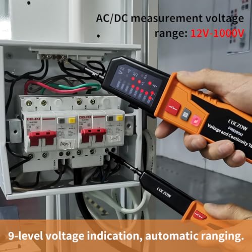 Testeur de tension, testeur de continuité, plage automatique 12V~1500V, IP65, peut mesurer la tension AC/DC, la séquence de phase, la continuité, le RCD, détection sans batterie (PM8200A1) – vue 5