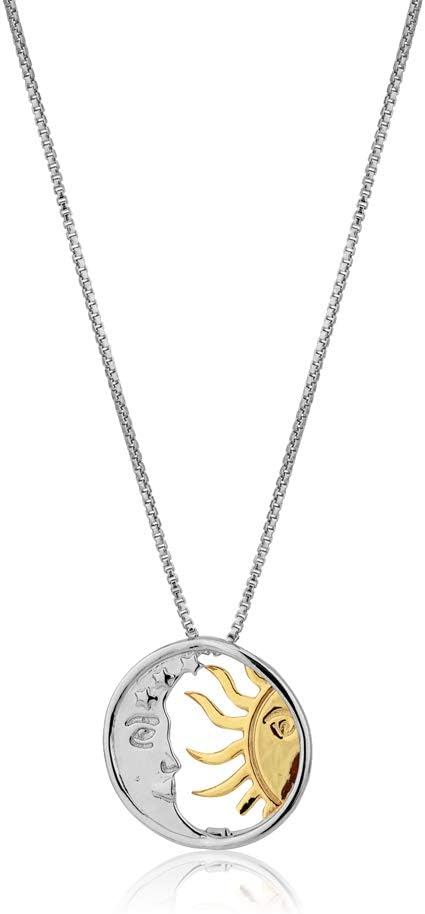 Vanbelle Sterling Silver Two Tone Jewelry - 925 stamp - Sun & Moon Pendant Necklace with Gold and Rhodium Plated for Women - Image 2