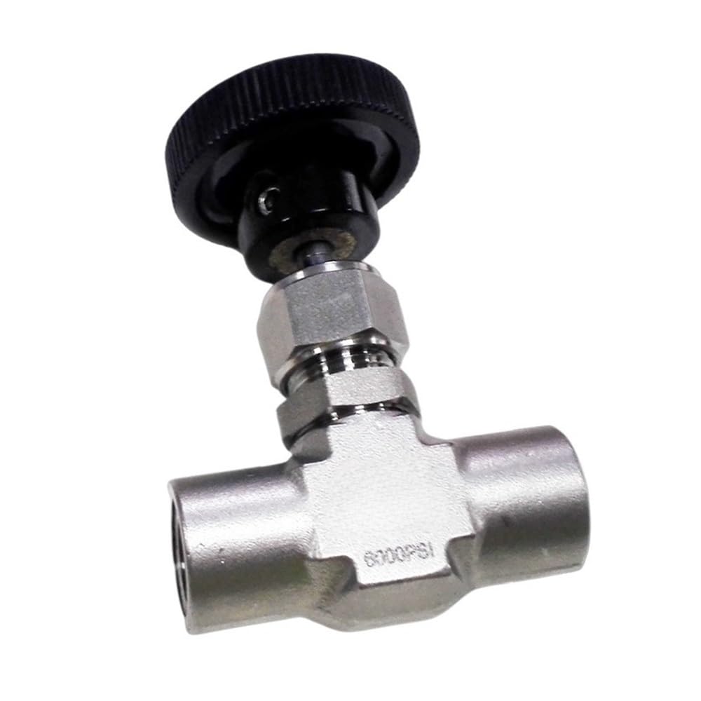 Yjqhody Women's One Color Stainless Steel Control Valve 1Piece 6000Psi Mini Air Needle Valve, Ptfe Seal Material Ss316 Steel Npt Instrument Gauge(3/8Inch)