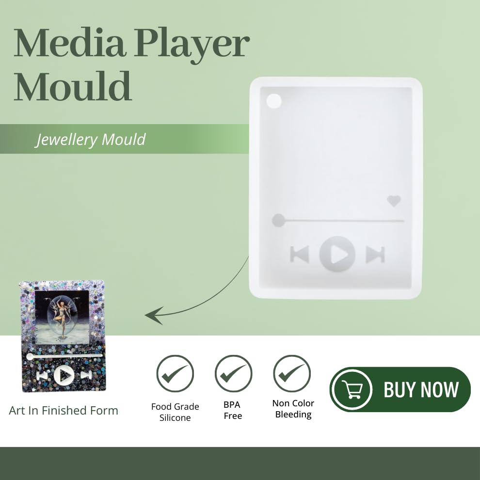 Image of R H LIFESTYLE 2 Pieces Silicone Spotify Keychain Mould Music Player Casting Molds for Keychain, Pendant Resin Mould (Spotify Mould Set - 2 pcs)