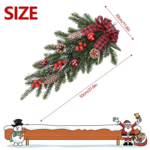 Caluself Christmas Swags For Decorating Outdoor,Garland Christmas Swag Ornament Pine Cone Decorative Props Pendant Wall Hanging Simulation Flower For Indoor Outdoor Wall Door Hanging Decor #TOP4