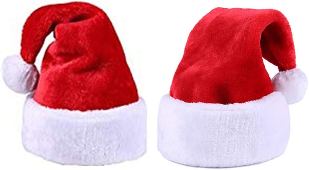 Luxury Christmas Santa Hat,Thickened Double-Layered Plush Children's Santa Claus Xmas Cap Hat, Short Plush, Medium
