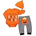 Tenues Halloween pour Bébé, Bébé Fille Manche Longue Bodys + Pantalon + Bonnet, 3PCS, 3-6 mois