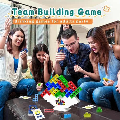 Image of 32 Pcs Tetra Tower Game Balance Stacking Attack Block Game, Tetris Swing Terra Tower, Family Board Games for Kids & Adults, Team Building Parties Travel Toy
