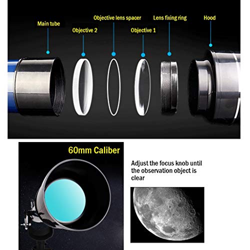 YXCKG telescopio refractor 60mm con trípode ajustable miniatura 4