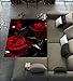 Unique Carpet Floor Rugs Mat for Home Living Dining Room Playroom Decoration,Fire Red Rose And Black Leaves Area Rugs 7'x5'