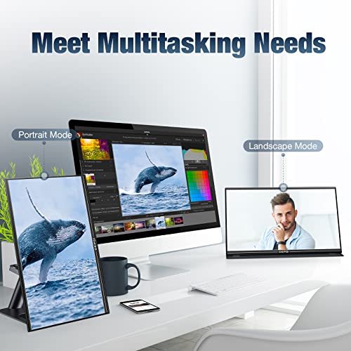 Image of DEPGI Portable Monitor 15.6 Inch FHD 1080P HDMI USB-C, HDMI Computer Display QLED External Monitor 95% NTSC for Laptop PC MAC Phone PS4 Xbox Switch, Built-in Speaker with Protective Case