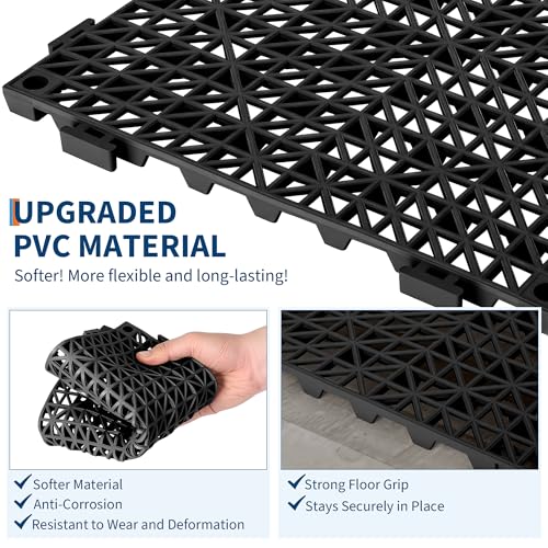 Modular Interlocking Cushion, 50 Pack 12" x 12" Splicing Drainage Mats, Soft PVC Interlocking Drainage Floor Tiles, Non-Slip Drainage Holes for Restroom, Bathroom, Kitchen, Pool, Wet Areas by ExploreHorizon - Image 4