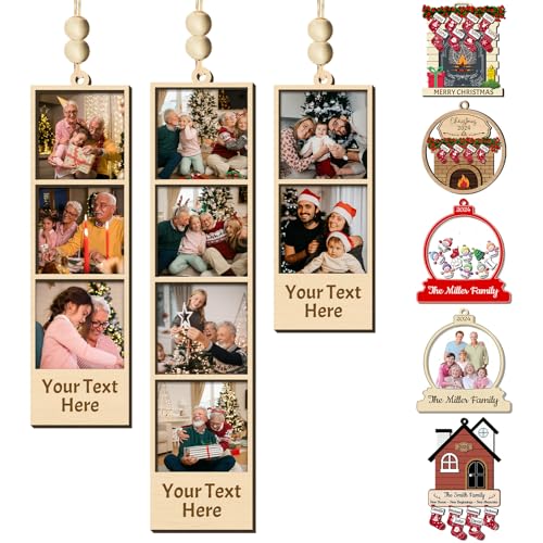 Personalized Photo Christmas Ornaments Family Picture Custom Wooden Ornament for Xmas Tree Hanging Decorations Gifts