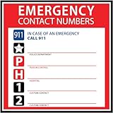 Emergency Contact Numbers Magnet 4x4 – Emergency Info Fridge Magnet for Home, Babysitter, or Caregiver – Made in USA