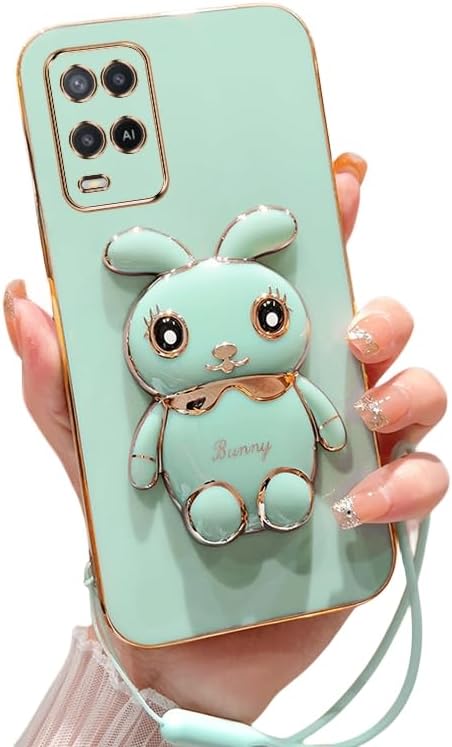 Case Compatible with Oppo A54 Phone Cover TPU Silicone Electroplated Stand Soft Durable Fall Protective Shockproof Protective Cover for Oppo A54 Case (3)