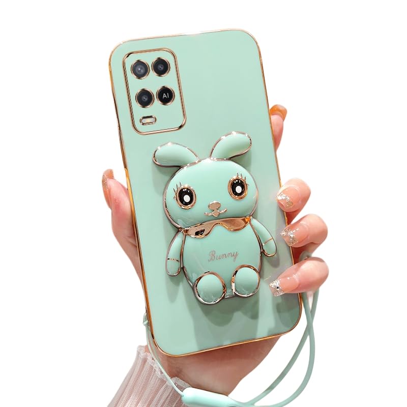 Case Compatible with Oppo A54 Phone Cover TPU Silicone Electroplated Stand Soft Durable Fall Protective Shockproof Protective Cover for Oppo A54 Case (3)
