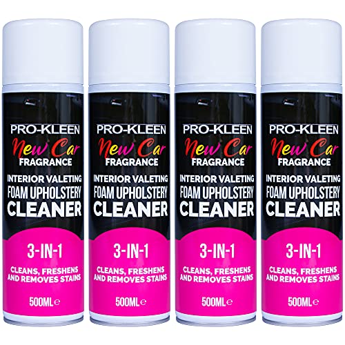 Pro-Kleen Interior Valeting Foam Upholstery Cleaner - 3-in-1 Formula to Deeply Clean, Remove Stains and Eliminate Odours - New Car Fragrance (4 x 500ml)