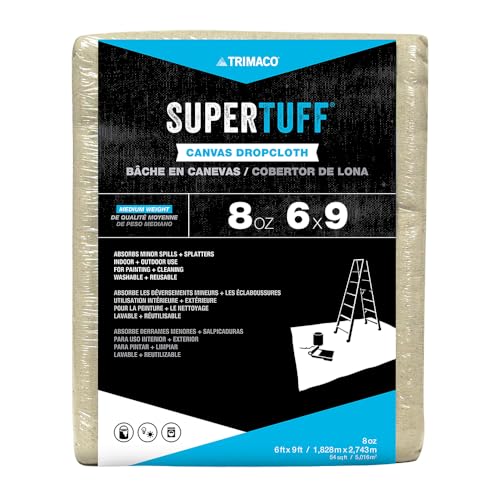 Trimaco 58909 SuperTuff 8 oz Premium Contractor Grade Heavyweight Canvas Drop Cloth, 6-feet x 9-feet