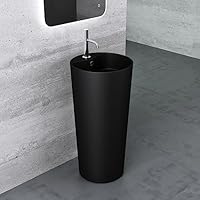 Mai & Mai Design Standwaschbecken in Matt Schwarz aus Mineralguss Waschbecken Standwaschtisch Waschtisch BTH: 45x45x90cm Waschplatz Col35