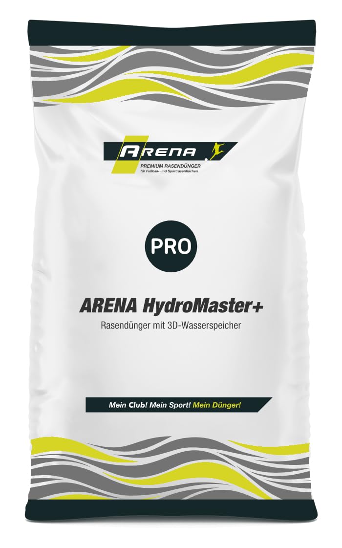 ARENA Rasendünger mit 3D Wasserspeicher Wetting Agent 20kg I gesunder Rasen trotz Hitze und Trockenheit I HydroMaster+