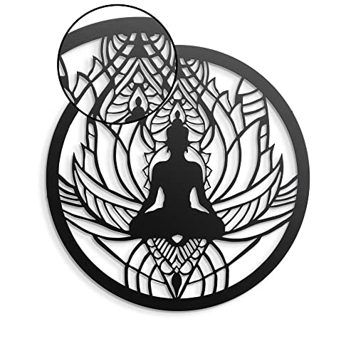 Image of METSY Buddha Metal Wall Art | Buddha Metal Wall Hanging | Wall Decor Items | Diameter 41.5cm | Finely Crafted with Laser Cutting, Powder Coated