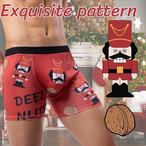 Evankin Men's Christmas Boxer Briefs with Bulge Pouch, Sexy Funny Novelty Underwear, Comfort Xmas Lingerie Underpants3