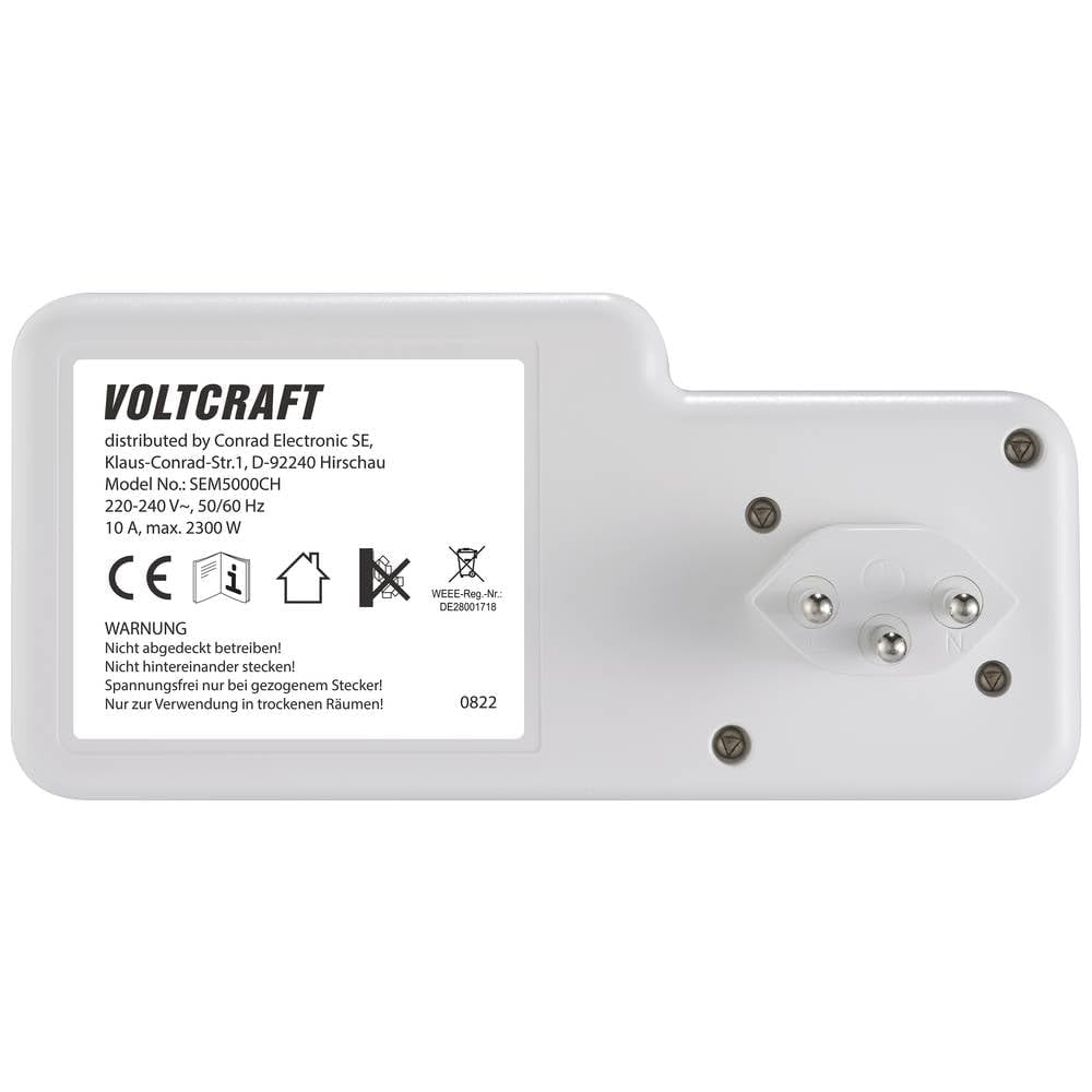 VOLTCRAFT SEM5000 CH Energiekosten-Messgerät Kostenprognose, Alarmfunktion, Stromtarif einstellbar, Datenloggerfunktion