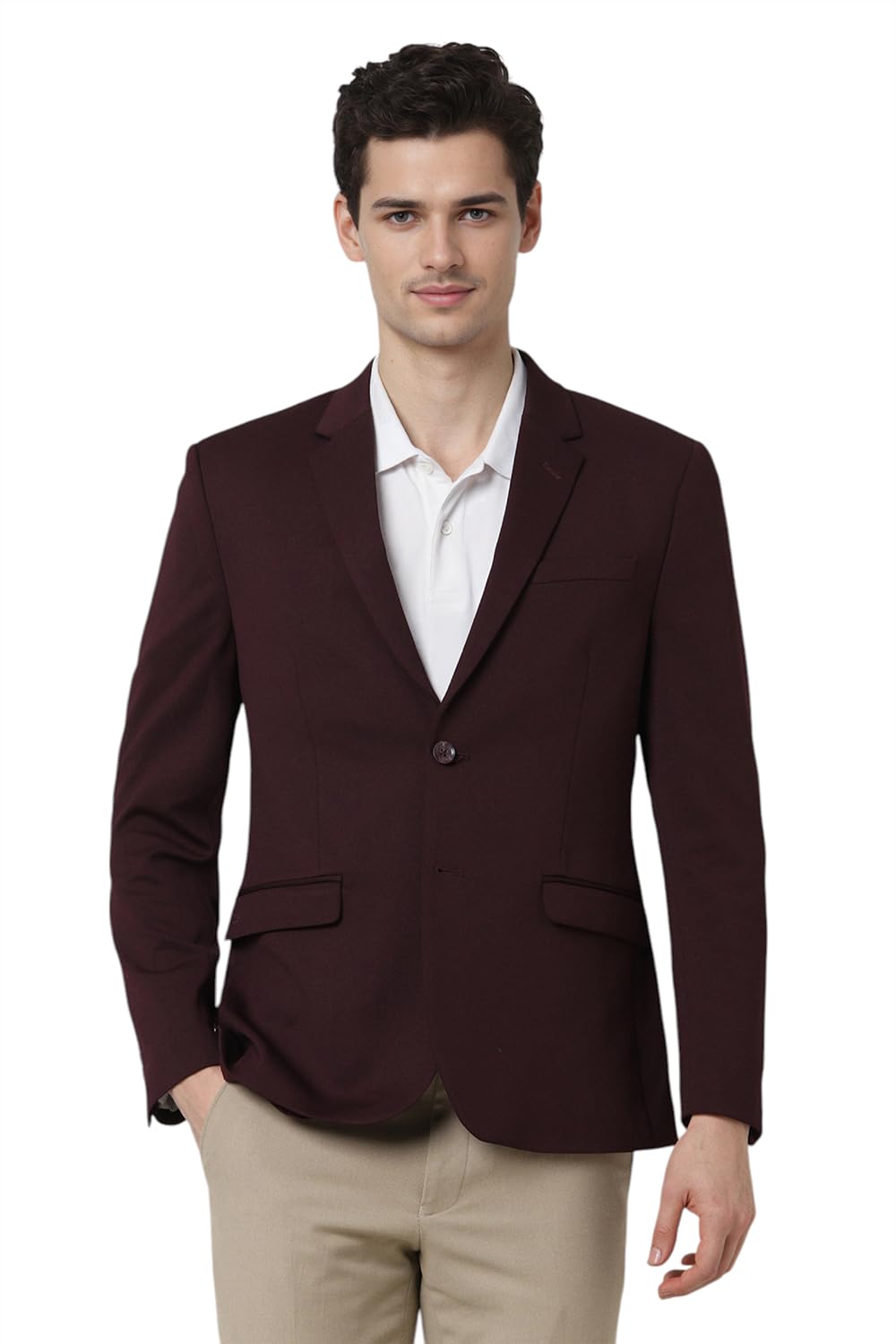 peter england Men's Neo Slim Knit Textured Blazer-picture-39