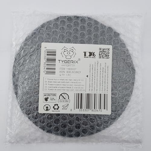 TYGERIX Black Steel Rosette Cover for 80 mm Pipes - Image 2