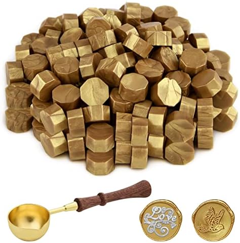Astaron 100 Pcs Sealing Wax Beads, Multiple Color Options for Seal Stamp, Octagon Seal Kit With 1 Melting Spoon, Perfect for Invitations, Cards, Envelopes, Wine Packages, Gift Wrapping
